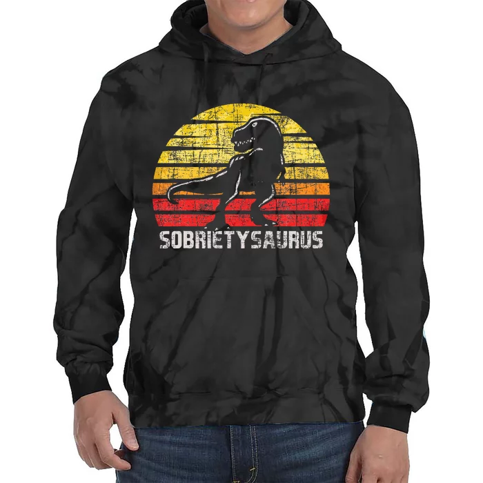 Sobrietysaurus Sober Sobriety Anniversary Recovery Aa Na Tie Dye Hoodie