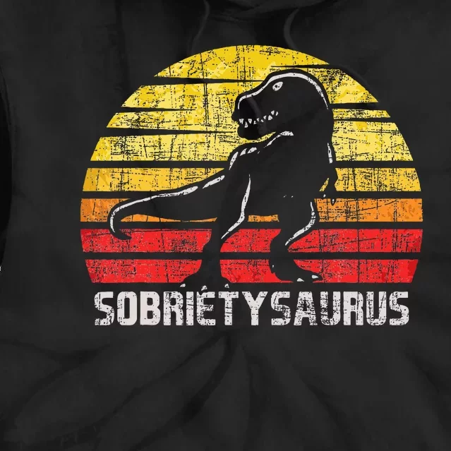 Sobrietysaurus Sober Sobriety Anniversary Recovery Aa Na Tie Dye Hoodie