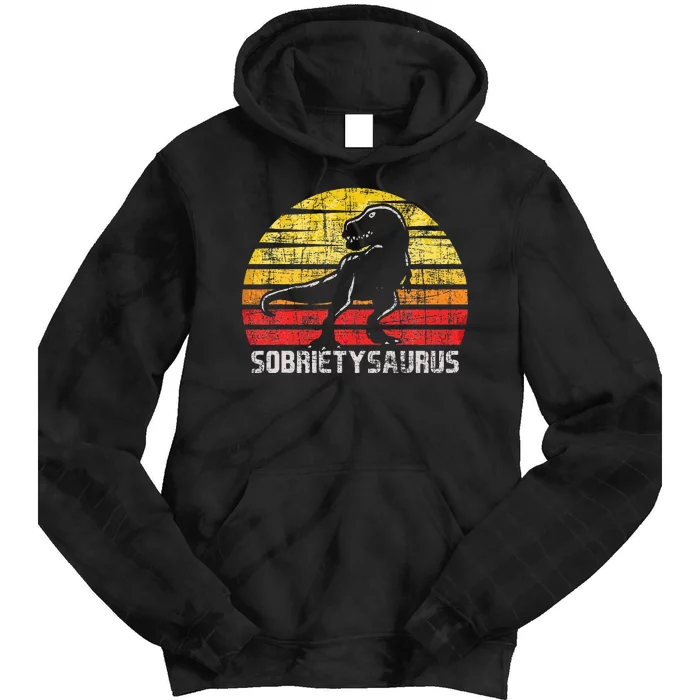 Sobrietysaurus Sober Sobriety Anniversary Recovery Aa Na Tie Dye Hoodie