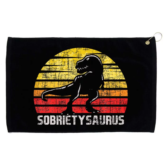 Sobrietysaurus Sober Sobriety Anniversary Recovery Aa Na Grommeted Golf Towel