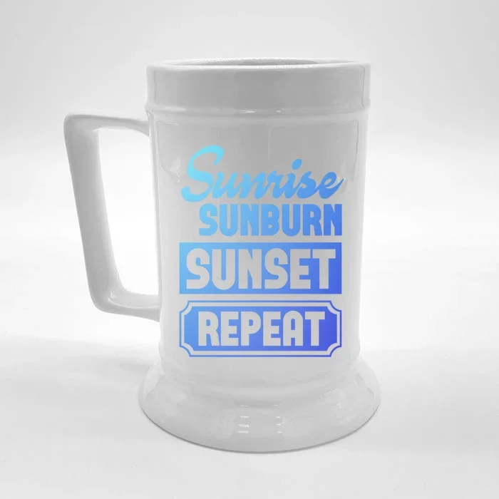 Sunrise Sunburn Sunset Repeat Funny Cute Gift Front & Back Beer Stein