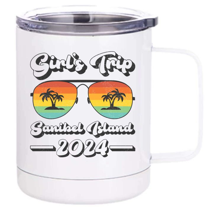 Summer Sunglass Trip 2024 Florida Sanibel Island Beach Cute Gift Front & Back 12oz Stainless Steel Tumbler Cup