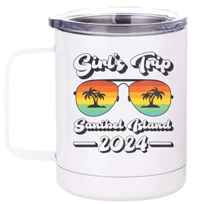 Summer Sunglass Trip 2024 Florida Sanibel Island Beach Cute Gift Front & Back 12oz Stainless Steel Tumbler Cup