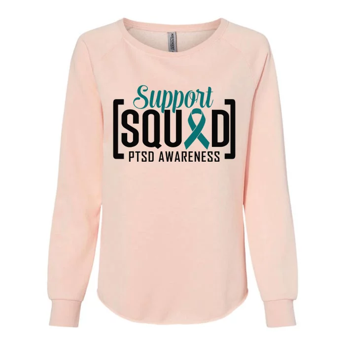 Support Squad Teal Ribbon PTSD Awareness Womens California Wash Sweatshirt