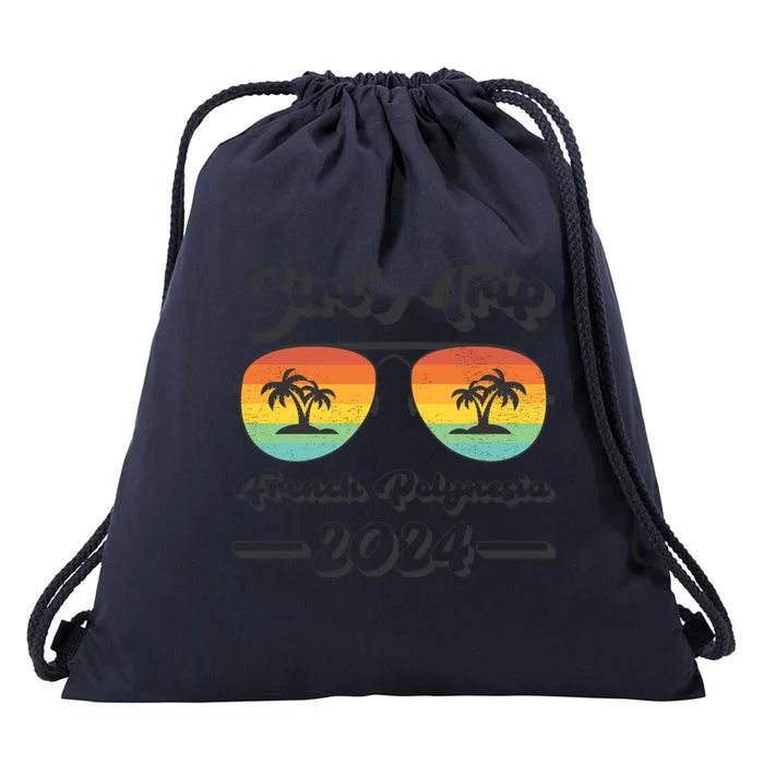 Summer Sunglasses Trip 2024 French Polynesia Beach Cute Gift Drawstring Bag