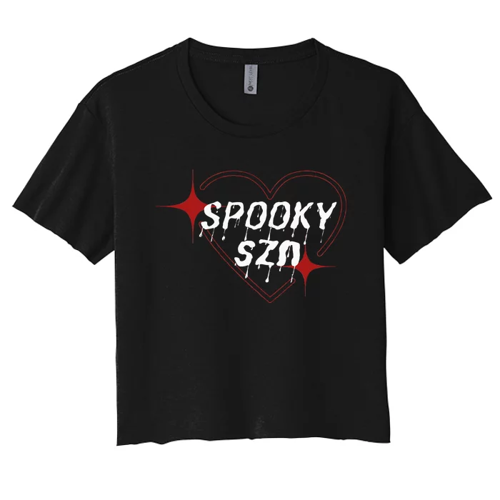 Spooky Szn Trendy Stylish Funny Halloween Cute Women's Crop Top Tee