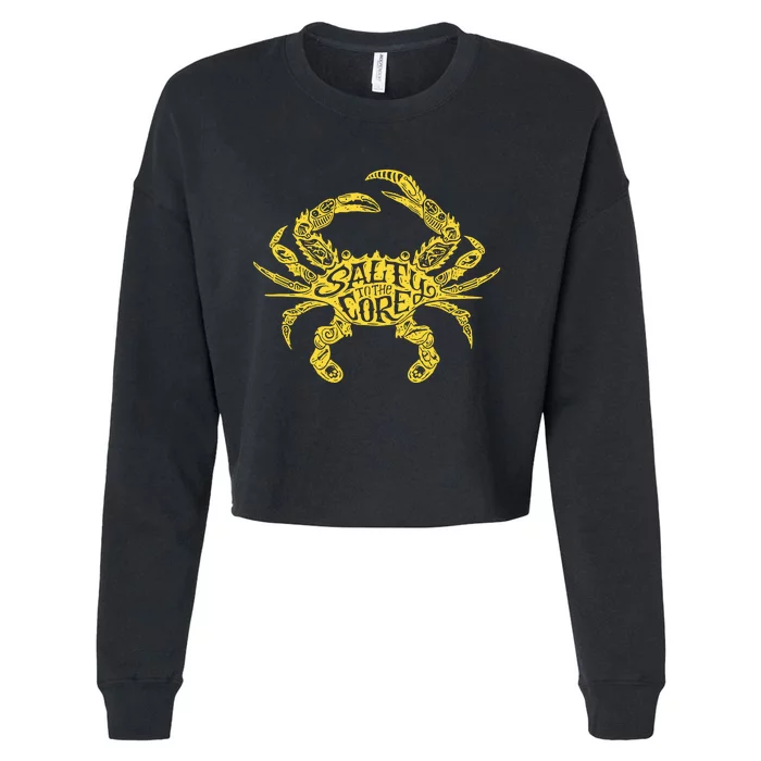 Seoulbestiesstudios Salty To The Core Crab Cropped Pullover Crew