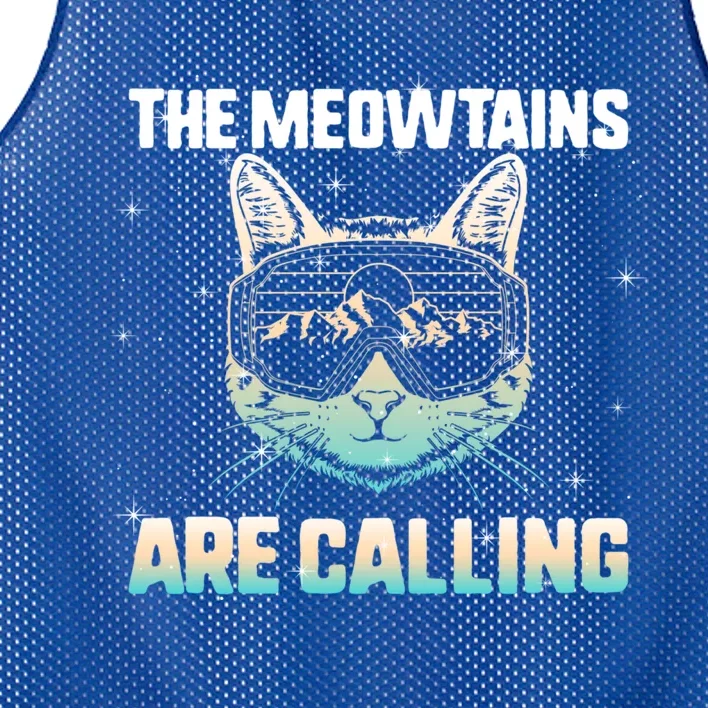 Ski Snowboard The Meowtains Calling Skiing Cat Mom Dad Skier Cool Gift Mesh Reversible Basketball Jersey Tank