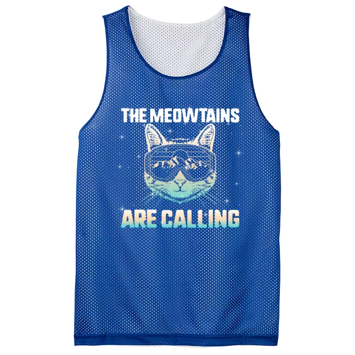 Ski Snowboard The Meowtains Calling Skiing Cat Mom Dad Skier Cool Gift Mesh Reversible Basketball Jersey Tank