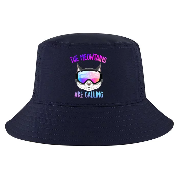 Ski Snowboard The Meowtains Calling Skiing Cat Mom Dad Skier Gift Cool Comfort Performance Bucket Hat