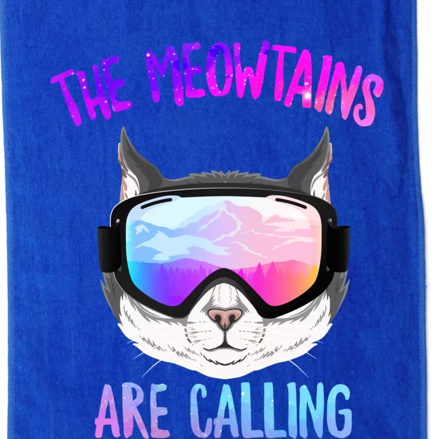 Ski Snowboard The Meowtains Calling Skiing Cat Mom Dad Skier Gift Platinum Collection Golf Towel