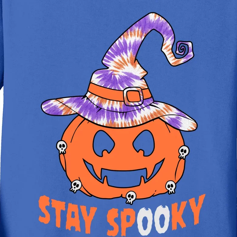 Stay Spooky Tie Dye Pumpkin Witch Lovers Halloween Costume Gift Kids Long Sleeve Shirt