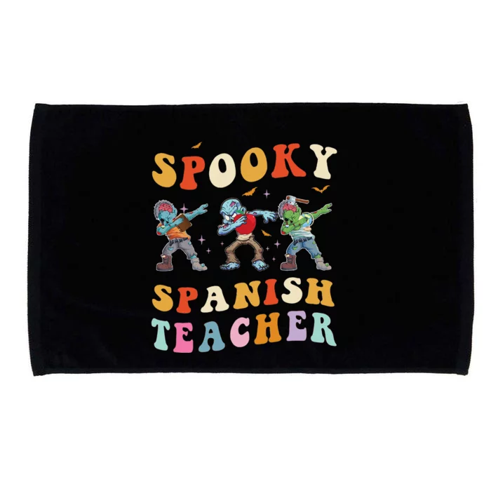 Spooky Spanish Teacher Zombie Groovy Halloween Ghost Pumpkin Microfiber Hand Towel