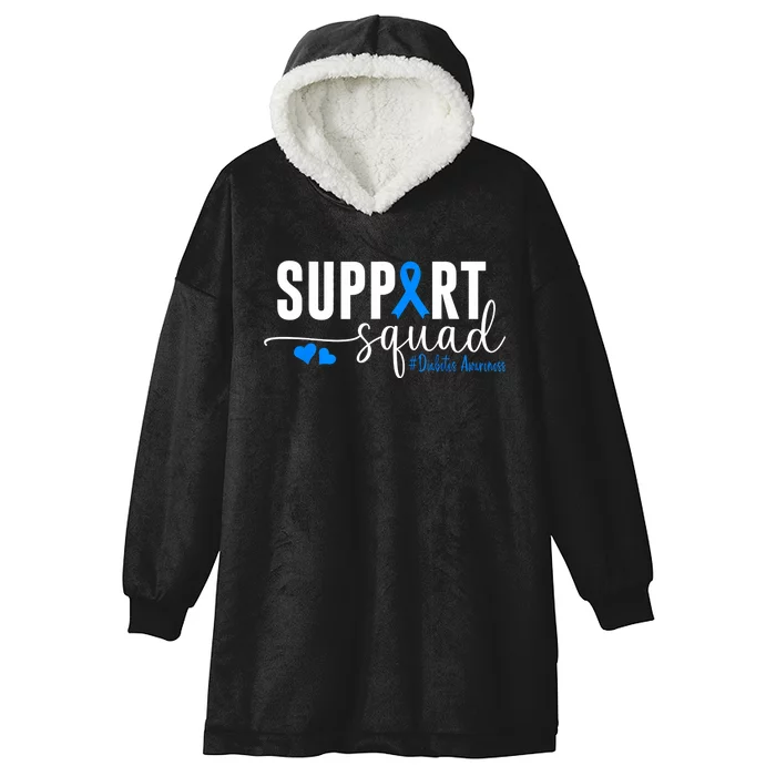 Support Squad Type 1 Diabetes Awareness T1d Blue Ribbon Hooded Wearable Blanket