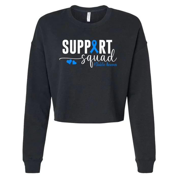 Support Squad Type 1 Diabetes Awareness T1d Blue Ribbon Cropped Pullover Crew