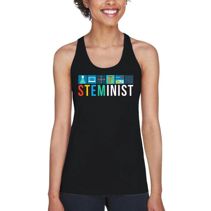 Steminist Science Technology Engineering Math STEM Women's Racerback Tank