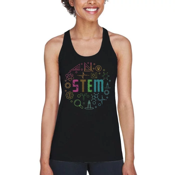 STEM Science Technology Engineering Math Teacher Gifts Women's Racerback Tank