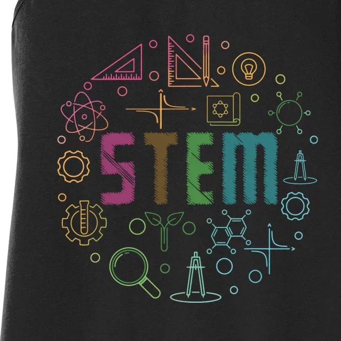 STEM Science Technology Engineering Math Teacher Gifts Women's Racerback Tank