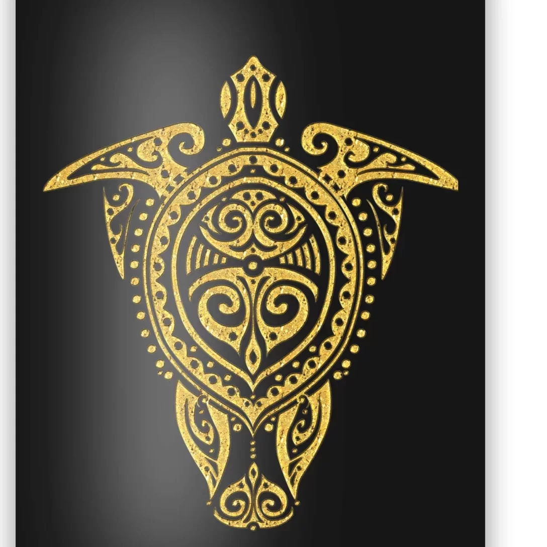 Shamanic Sea Turtle Gold Ornaments Poster