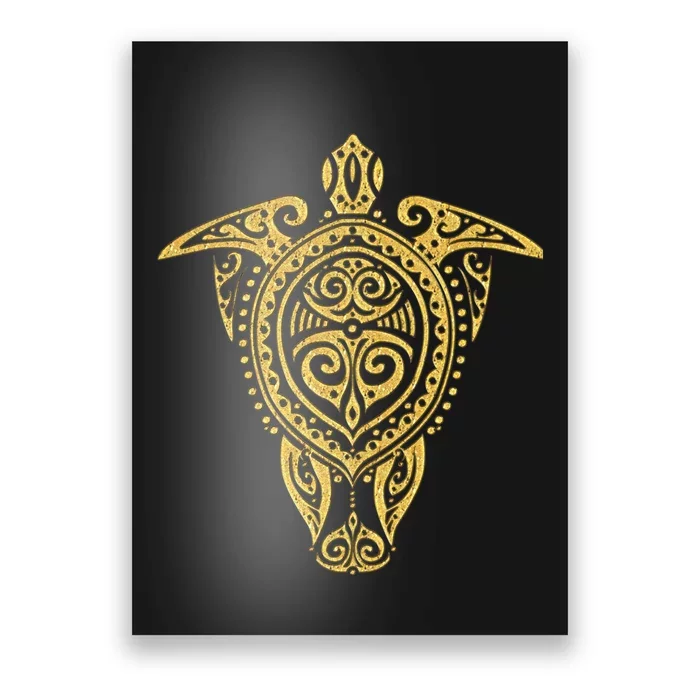 Shamanic Sea Turtle Gold Ornaments Poster