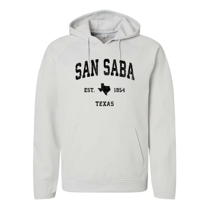 San Saba Texas Tx Vintage Athletic Performance Fleece Hoodie