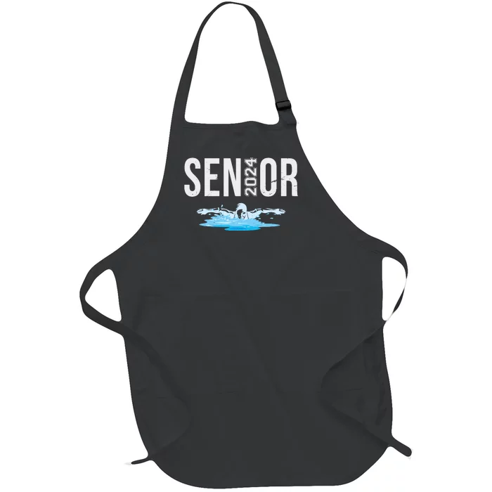 Senior Swim Team Member Class Of 2024 Swimmer Vintage Full-Length Apron With Pocket