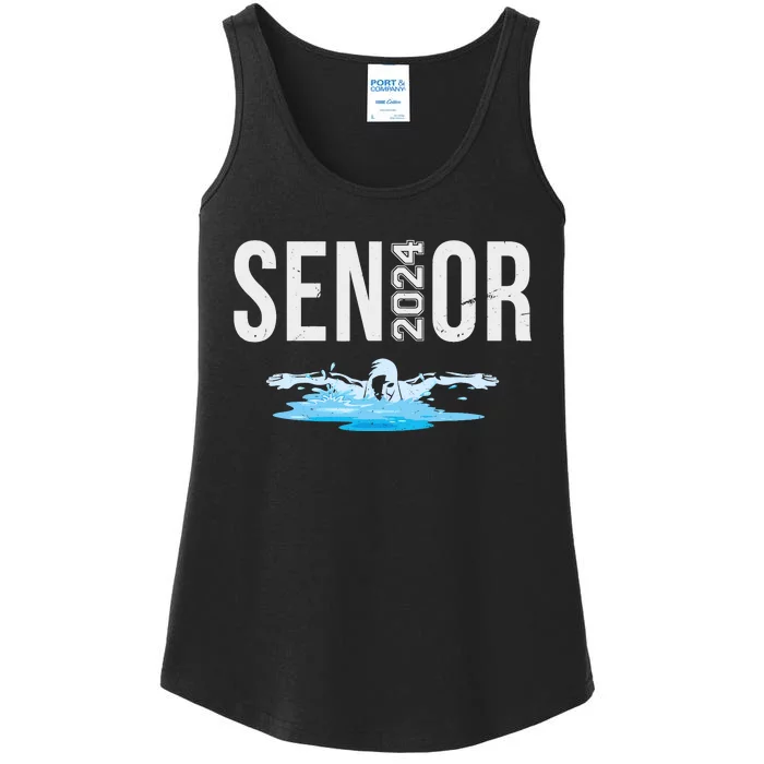 Senior Swim Team Member Class Of 2024 Swimmer Vintage Ladies Essential Tank