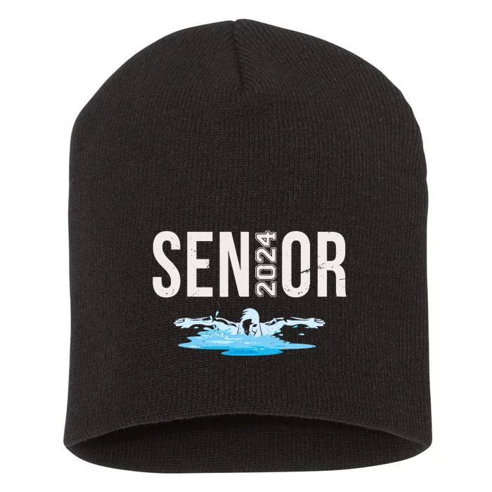 Senior Swim Team Member Class Of 2024 Swimmer Vintage Short Acrylic Beanie