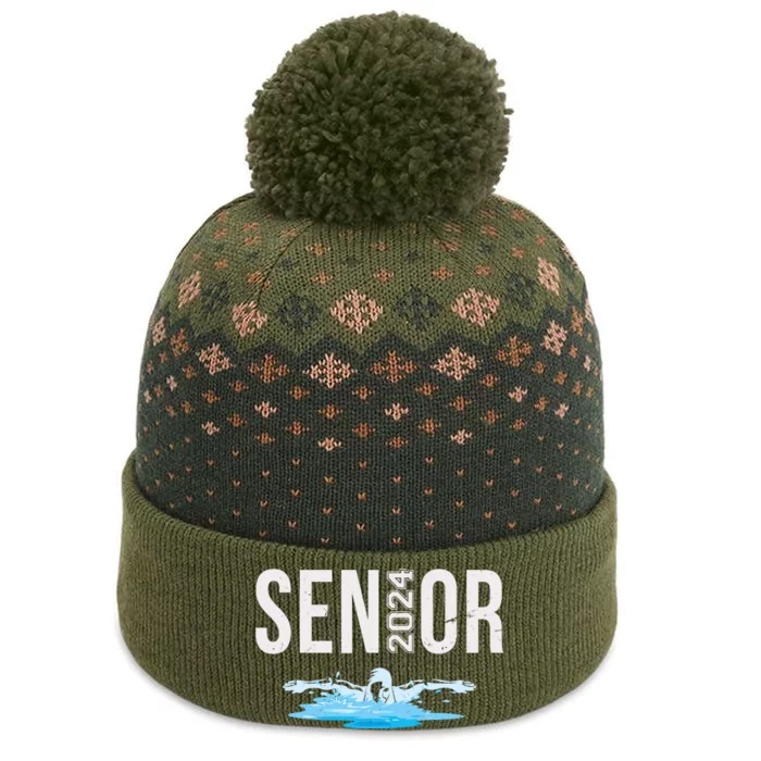 Senior Swim Team Member Class Of 2024 Swimmer Vintage The Baniff Cuffed Pom Beanie