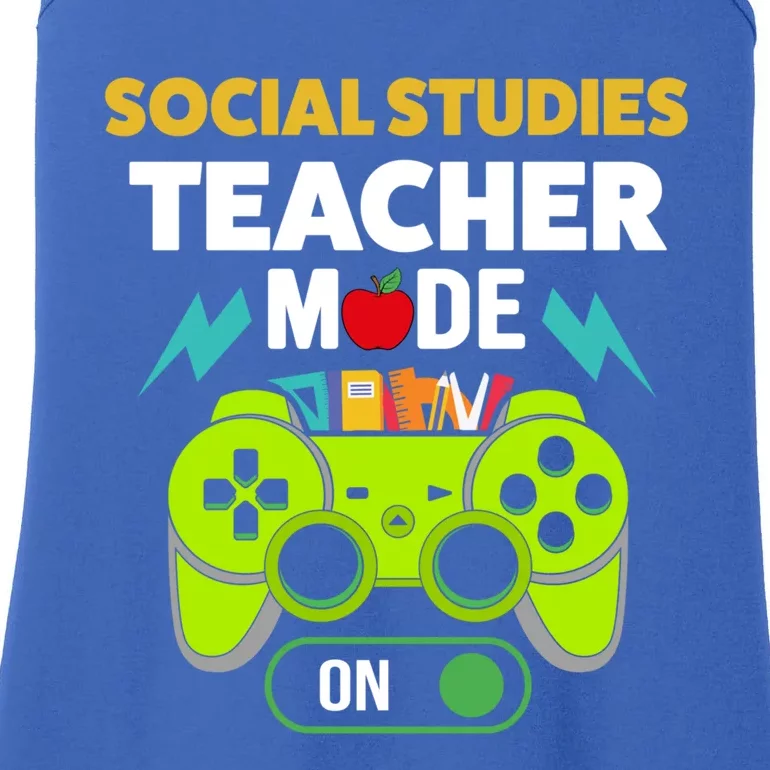 Social Studies Teacher Mode On Gamer Back To School First Great Gift Ladies Essential Tank