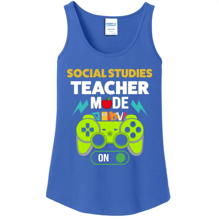 Social Studies Teacher Mode On Gamer Back To School First Great Gift Ladies Essential Tank