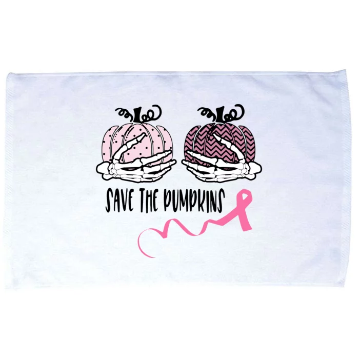 Skeleton Save The Pumpkins Pink Ribbon Breast Cancer Microfiber Hand Towel