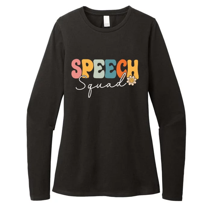 Speech Squad Team Retro Groovy Vintage First Day Of School Womens CVC Long Sleeve Shirt