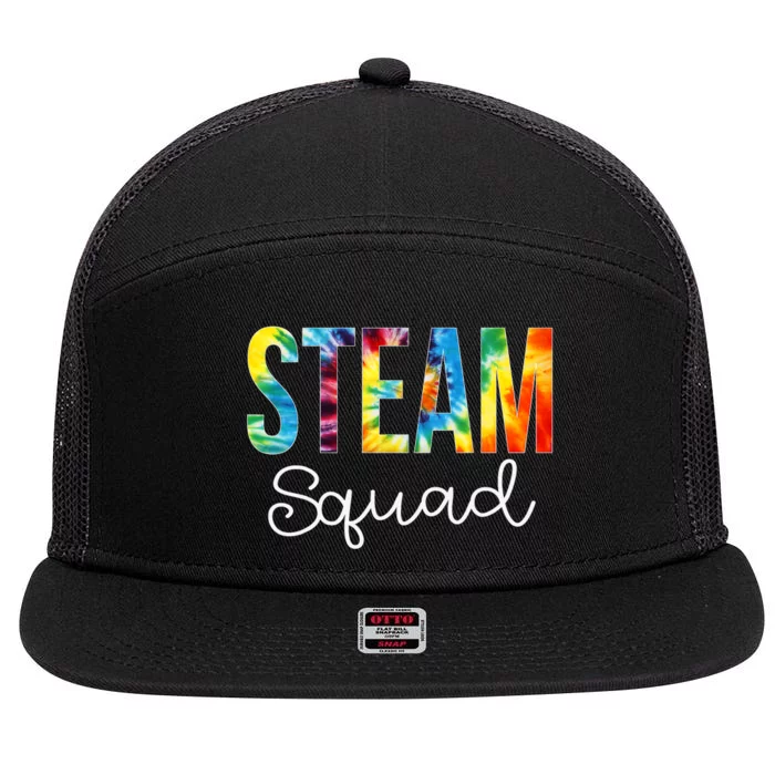 STEAM Squad Tie Dye Appreciation Day Hello Back To School 7 Panel Mesh Trucker Snapback Hat