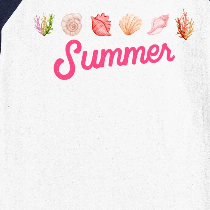 Summer Seashell Tropical Baseball Sleeve Shirt