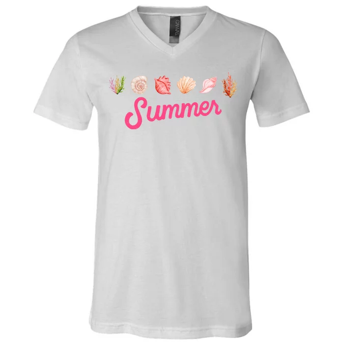 Summer Seashell Tropical V-Neck T-Shirt