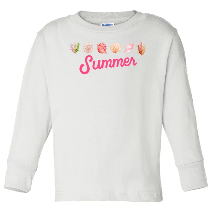 Summer Seashell Tropical Toddler Long Sleeve Shirt