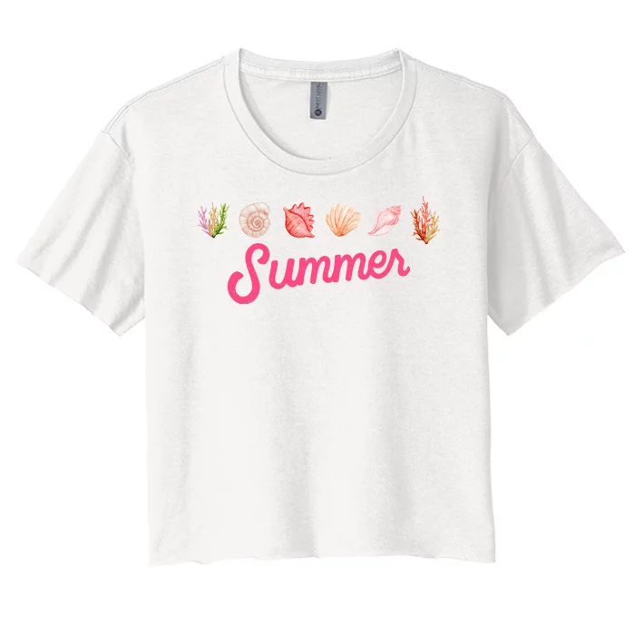 Summer Seashell Tropical Women's Crop Top Tee