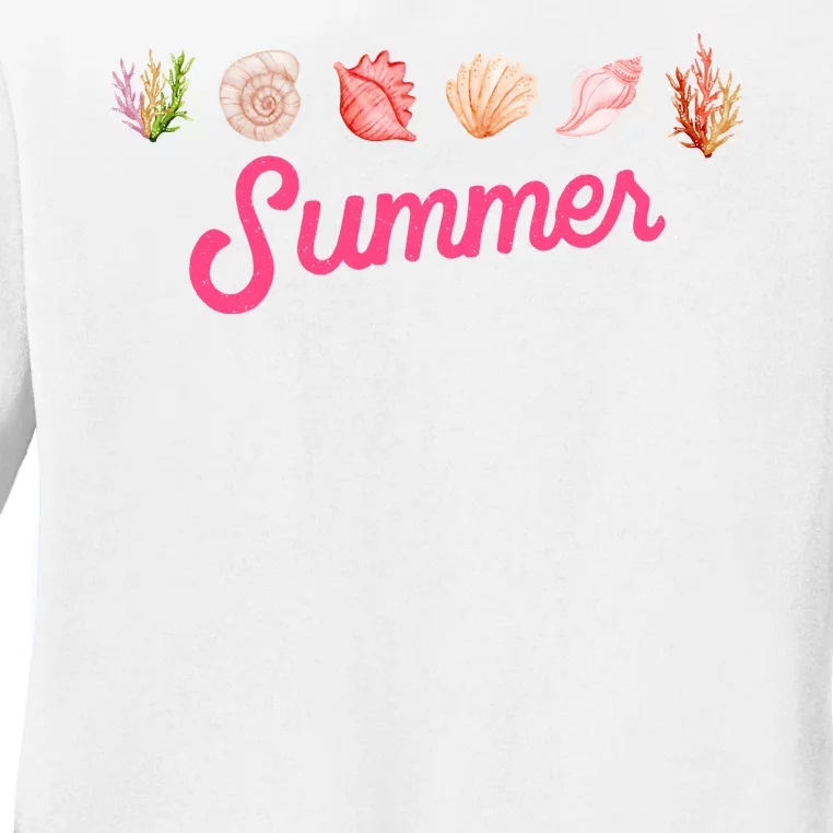 Summer Seashell Tropical Ladies Long Sleeve Shirt