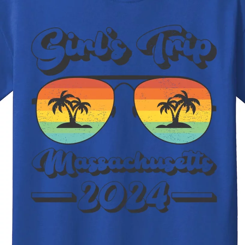 Summer Sunglasses Trip 2024 Massachusetts Beach Gift Kids T-Shirt