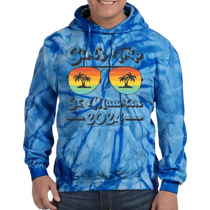 Summer Sunglasses Trip 2024 St Maarten Beach Gift Tie Dye Hoodie