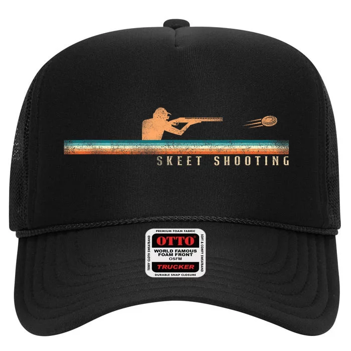 Shotgun Skeet Trap Clay Pigeon Shooting Retro Vintage Skeet High Crown Mesh Trucker Hat