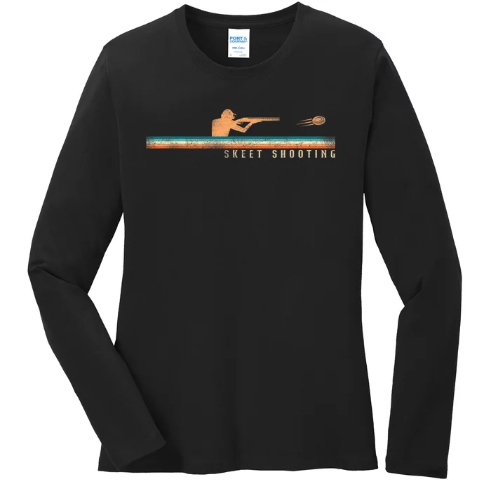 Shotgun Skeet Trap Clay Pigeon Shooting Retro Vintage Skeet Ladies Long Sleeve Shirt