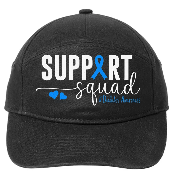 Support Squad Type 1 Diabetes Awareness T1d Blue Ribbon Gift 7-Panel Snapback Hat