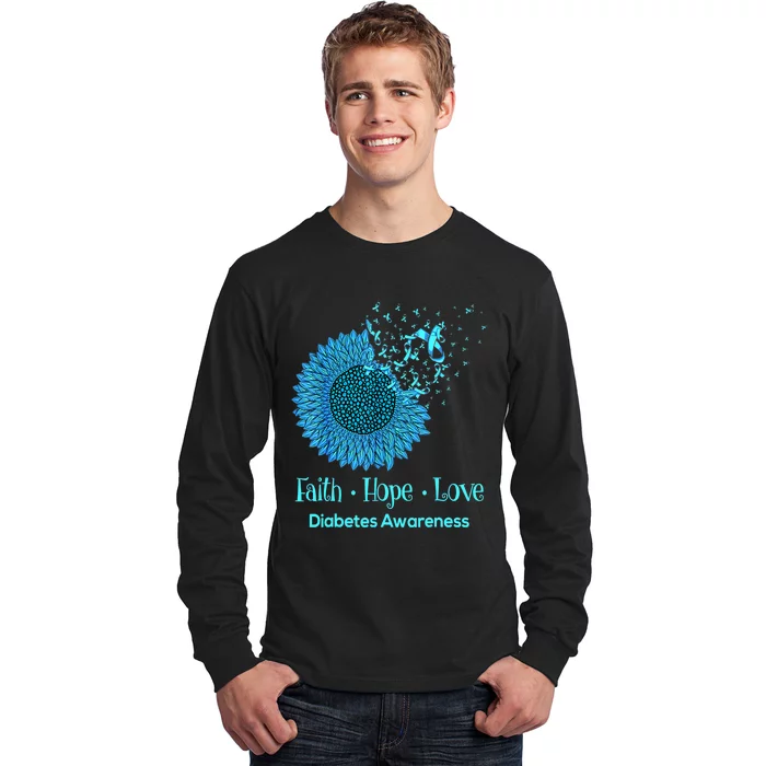 Support Squad Type 1 Diabetes Awareness T1D Blue Ribbon Long Sleeve Shirt