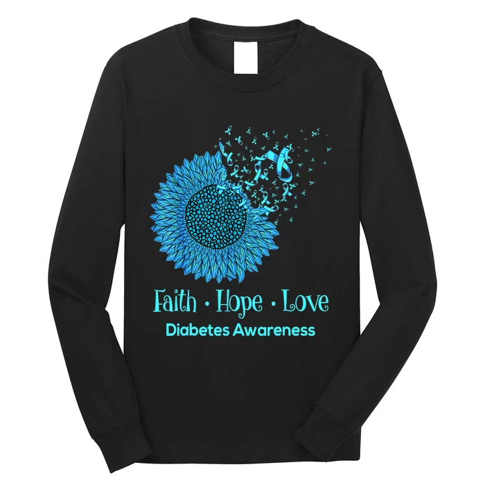 Support Squad Type 1 Diabetes Awareness T1D Blue Ribbon Long Sleeve Shirt