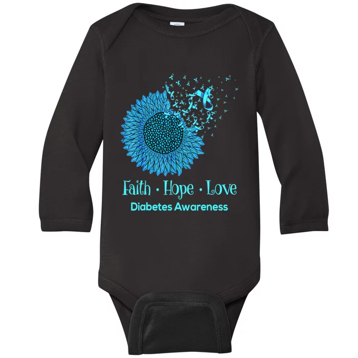 Support Squad Type 1 Diabetes Awareness T1D Blue Ribbon Baby Long Sleeve Bodysuit