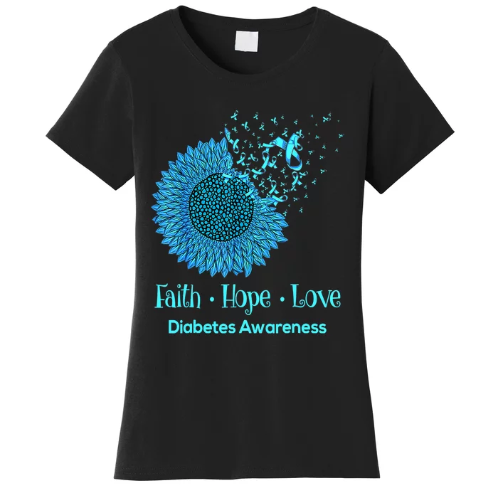 Support Squad Type 1 Diabetes Awareness T1D Blue Ribbon Women's T-Shirt