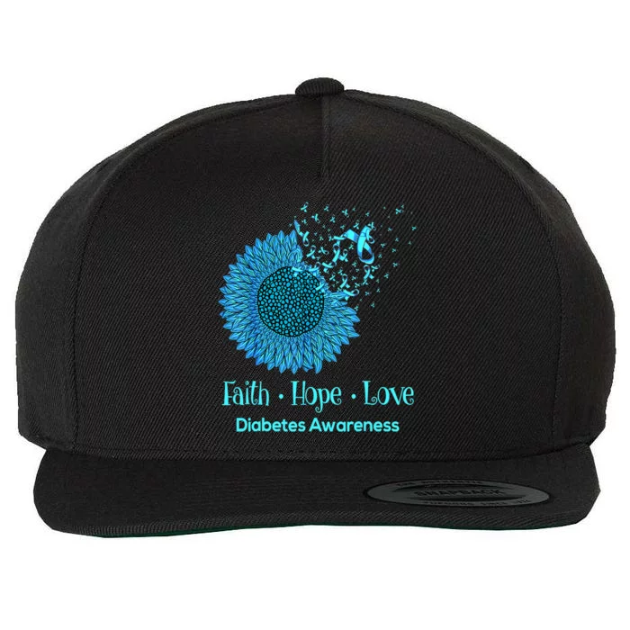 Support Squad Type 1 Diabetes Awareness T1D Blue Ribbon Wool Snapback Cap