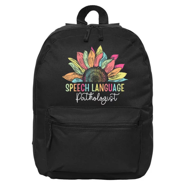 Sunflower Speech Therapy Tee SLP Speech Language Pathologist 16 in Basic Backpack